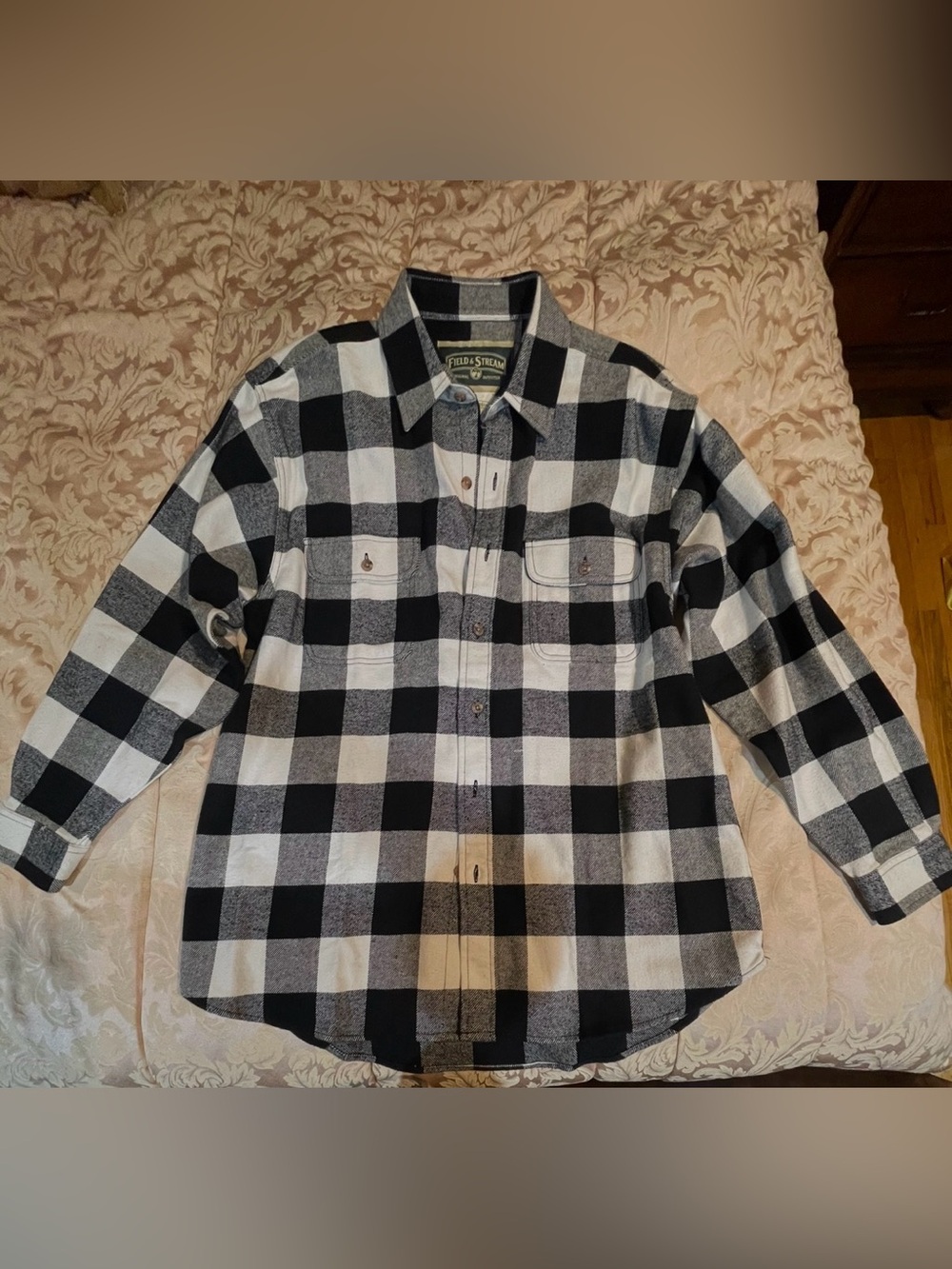 Field & Stream Black and White Buffalo Check Heavy Weight Flannel Shirt